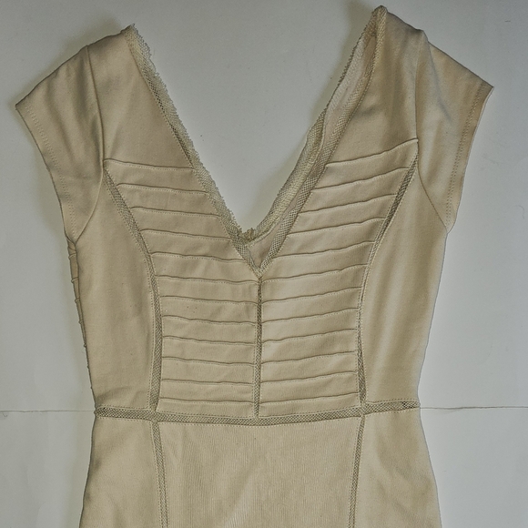 Free People Dress Ivory Beige Mini Bodycon Dress - Picture 4 of 7